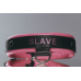 Ошейник Киттен с кольцом и фольгой на мягкой подкладке из розовой кожи (Slave черный+роз)