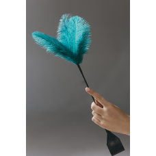 Щекоталка с перьями - стек (бирюзовые перья/черная)